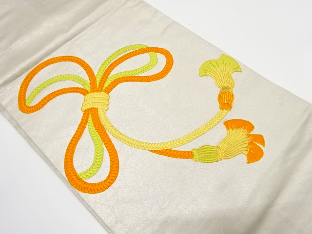 組紐模様　刺繍　名古屋帯